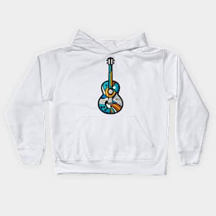 Guitar illustration. Guitar illustration in cubist style Kids Hoodie